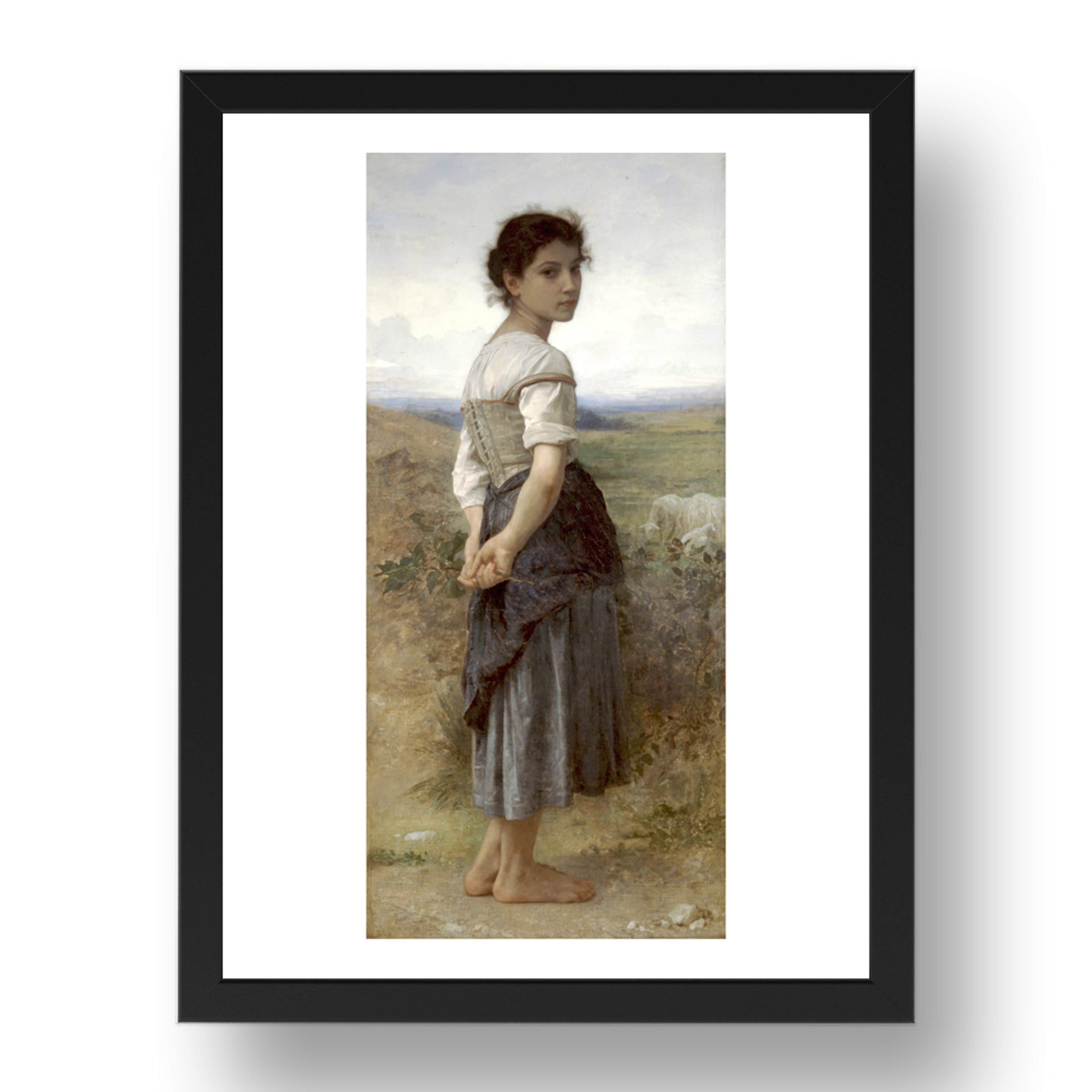 WilliamBouguereau - The Young Shepherdess [1885], A3 (17x13") Black Frame - Picture 1 of 1